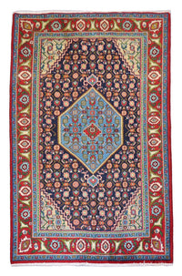 Alfombra persa - Nómada - 203 x 137 cm - azul oscuro