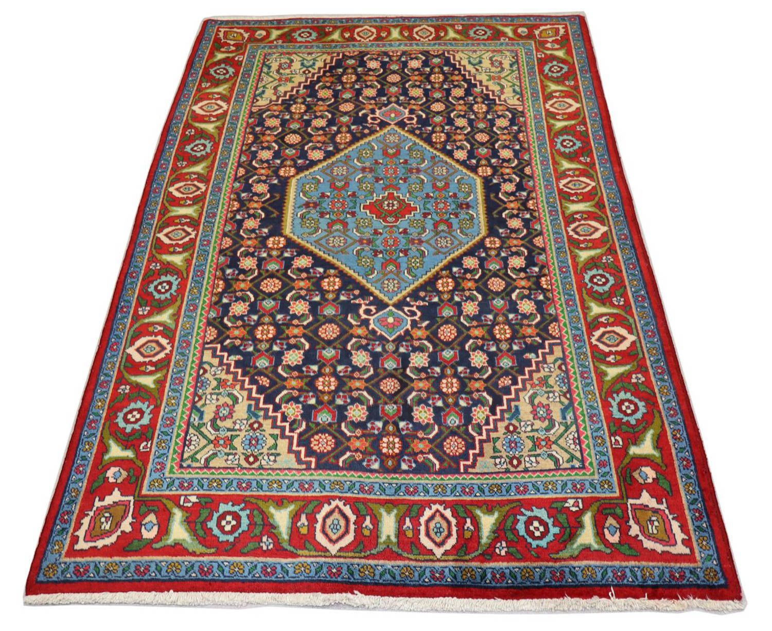 Alfombra persa - Nómada - 203 x 137 cm - azul oscuro