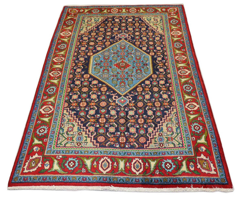 Alfombra persa - Nómada - 203 x 137 cm - azul oscuro