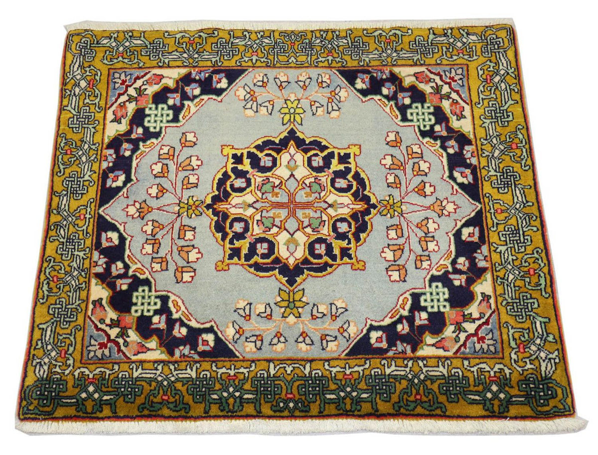 Alfombra persa - Ghom cuadrado  - 91 x 78 cm - plata