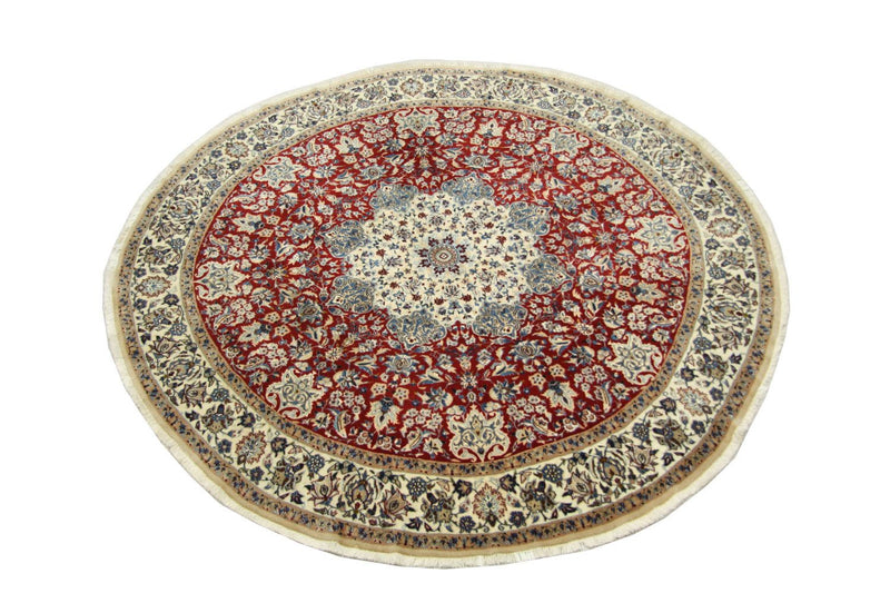 Alfombra Persa - Nain - Real redondo  - 191 x 191 cm - rojo