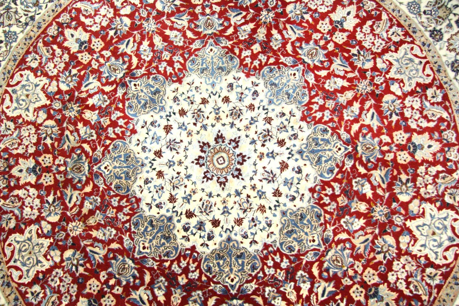 Alfombra Persa - Nain - Real redondo  - 191 x 191 cm - rojo