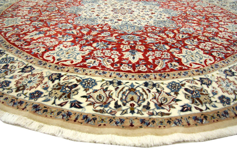 Alfombra Persa - Nain - Real redondo  - 191 x 191 cm - rojo