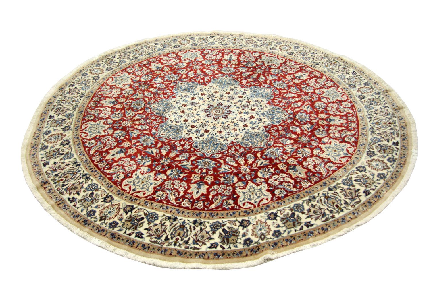 Alfombra Persa - Nain - Real redondo  - 191 x 191 cm - rojo
