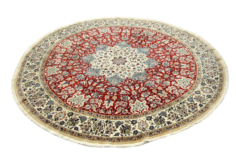 Alfombra Persa - Nain - Real redondo  - 191 x 191 cm - rojo
