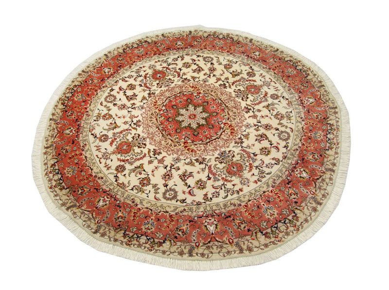 Alfombra Persa - Tabriz - Real redondo  - 230 x 230 cm - beige