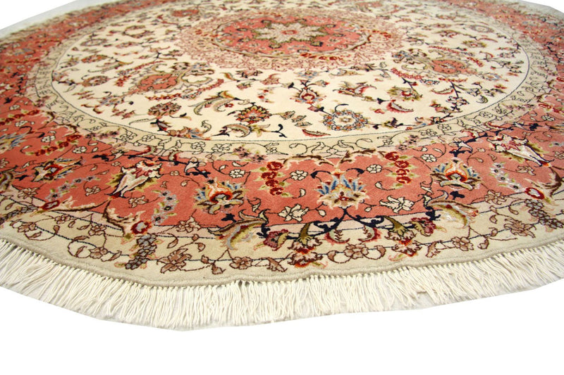 Alfombra Persa - Tabriz - Real redondo  - 230 x 230 cm - beige