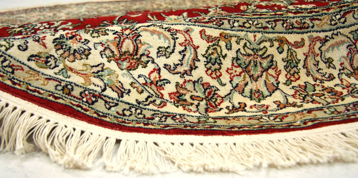 Alfombra de seda - Seda de Cachemira redondo  - 183 x 183 cm - rojo