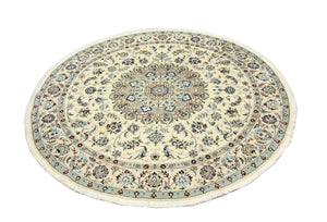 Alfombra persa - Nain redondo  - 250 x 250 cm - blanco natural