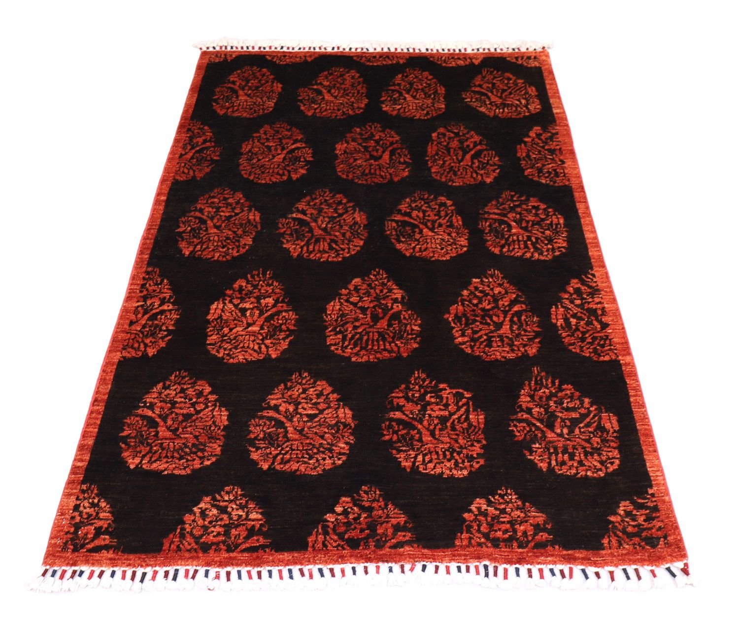 Alfombra afgana - 180 x 127 cm - rojo oscuro
