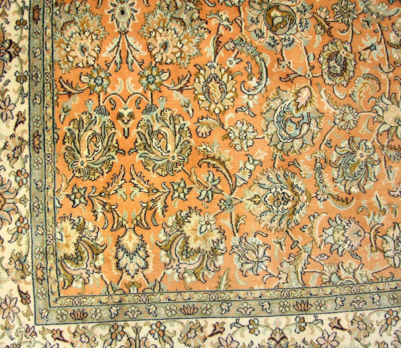 Alfombra de seda - Seda de Cachemira cuadrado  - 216 x 211 cm - naranja