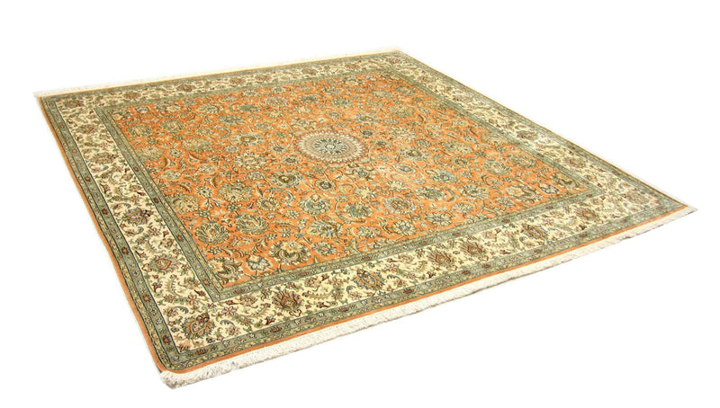 Alfombra de seda - Seda de Cachemira cuadrado  - 216 x 211 cm - naranja