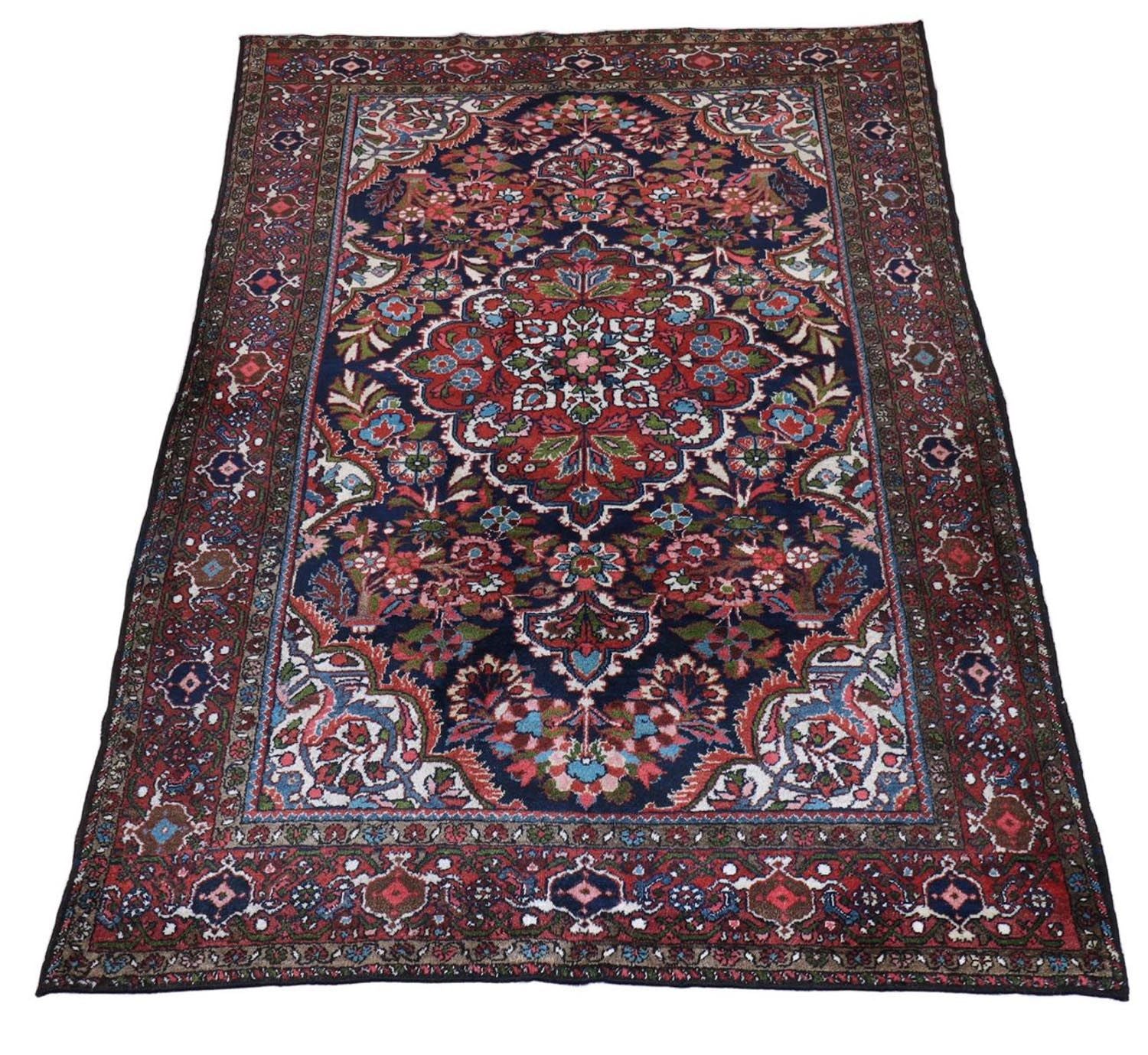 Alfombra persa - Nómada - 205 x 142 cm - azul oscuro