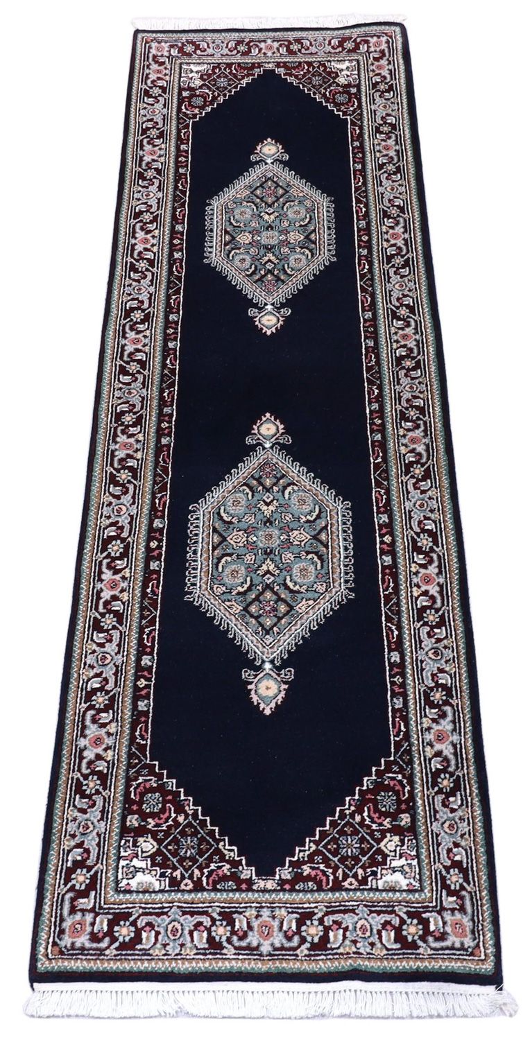 Alfombra de pasillo Alfombra persa - Bidjar - 253 x 79 cm - azul oscuro