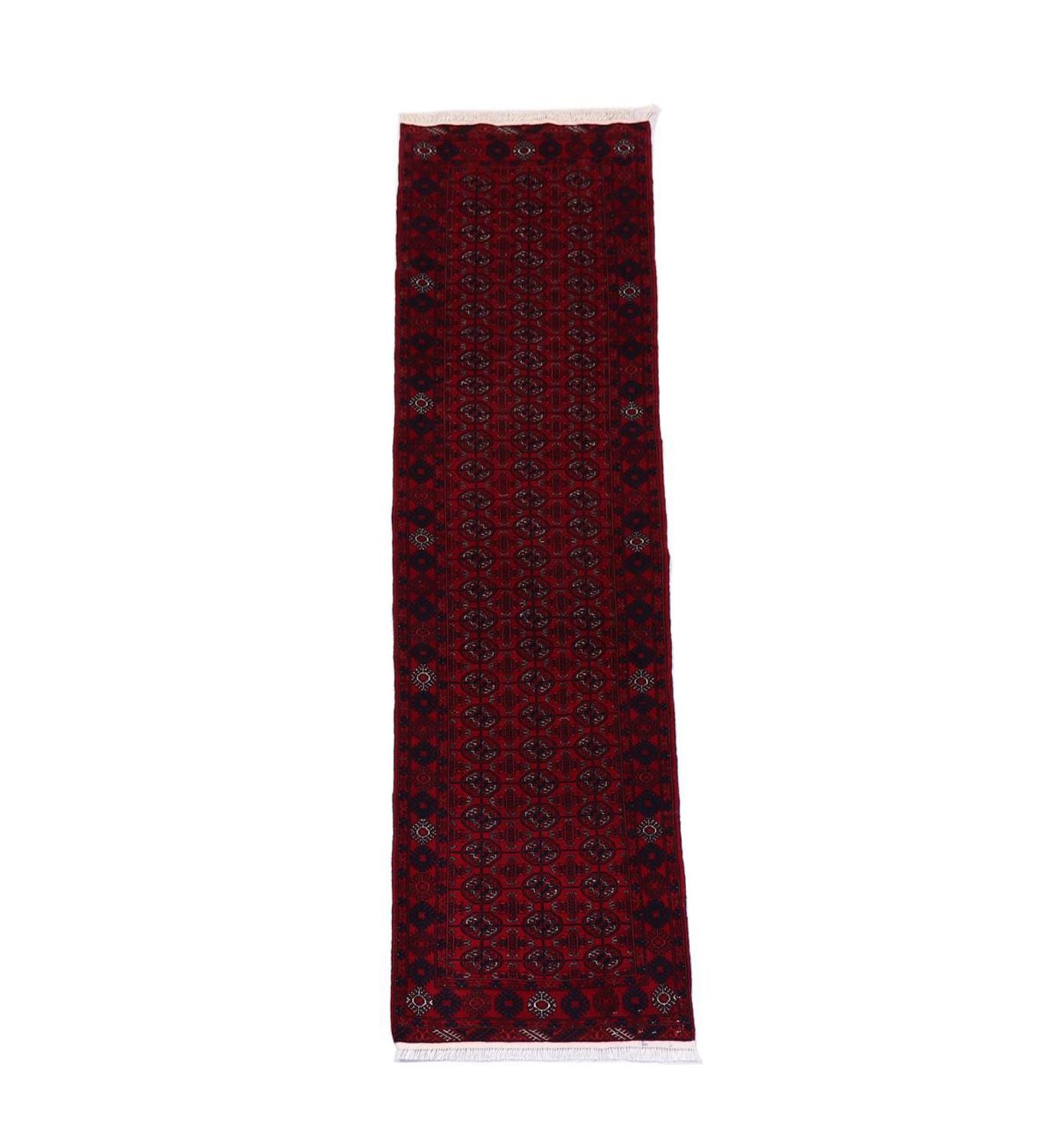 Alfombra de pasillo Alfombra afgana - 278 x 83 cm - rojo oscuro