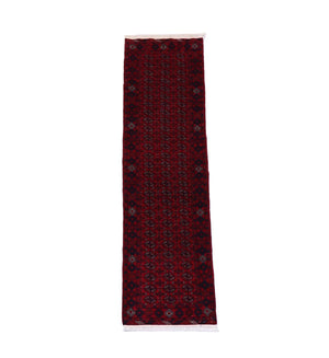 Alfombra de pasillo Alfombra afgana - 278 x 83 cm - rojo oscuro