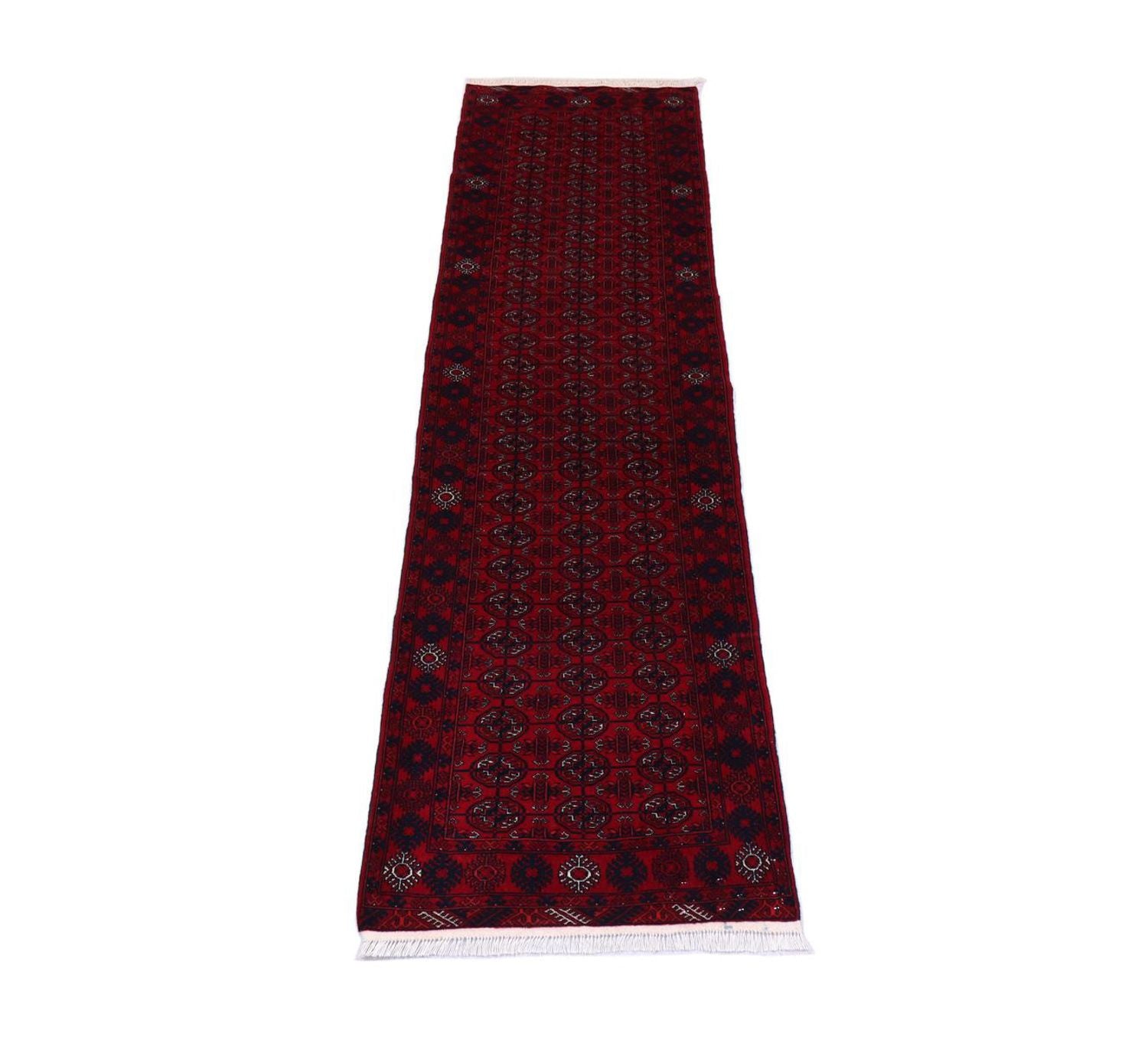 Alfombra de pasillo Alfombra afgana - 278 x 83 cm - rojo oscuro