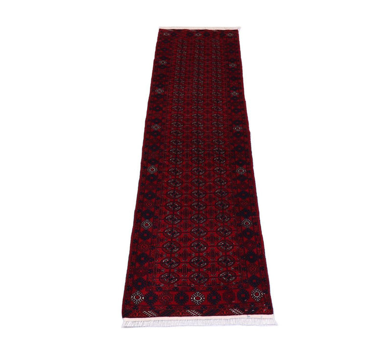 Alfombra de pasillo Alfombra afgana - 278 x 83 cm - rojo oscuro