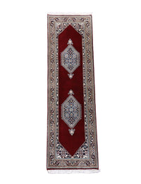Alfombra de pasillo Alfombra persa - Bidjar - 247 x 72 cm - rojo oscuro