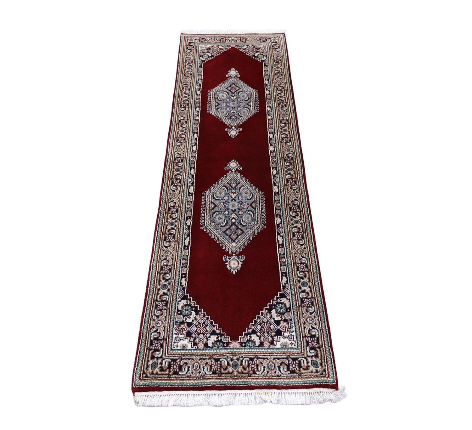 Alfombra de pasillo Alfombra persa - Bidjar - 247 x 72 cm - rojo oscuro