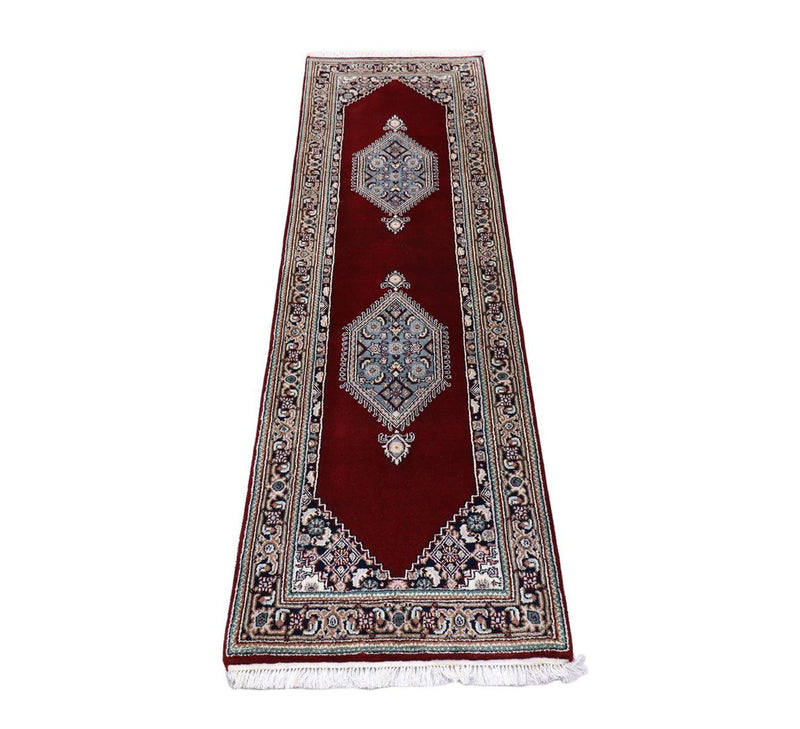 Alfombra de pasillo Alfombra persa - Bidjar - 247 x 72 cm - rojo oscuro