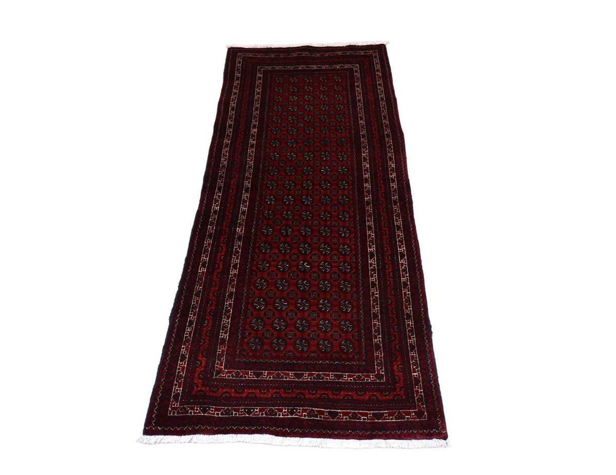 Alfombra de pasillo Alfombra afgana - 196 x 79 cm - rojo oscuro