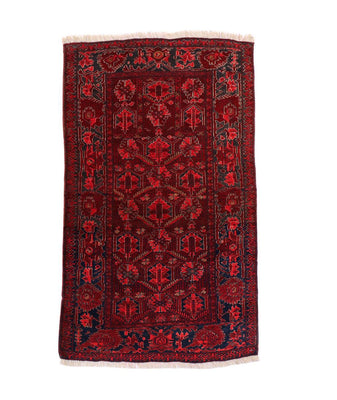 Alfombra afgana - 119 x 76 cm - rojo oscuro
