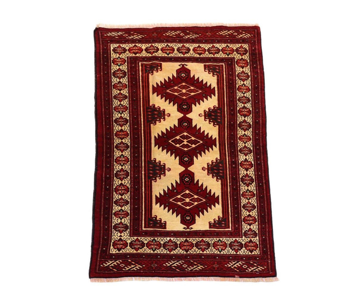 Alfombra afgana - 127 x 89 cm - rojo oscuro