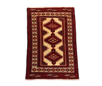 Alfombra afgana - 127 x 89 cm - rojo oscuro