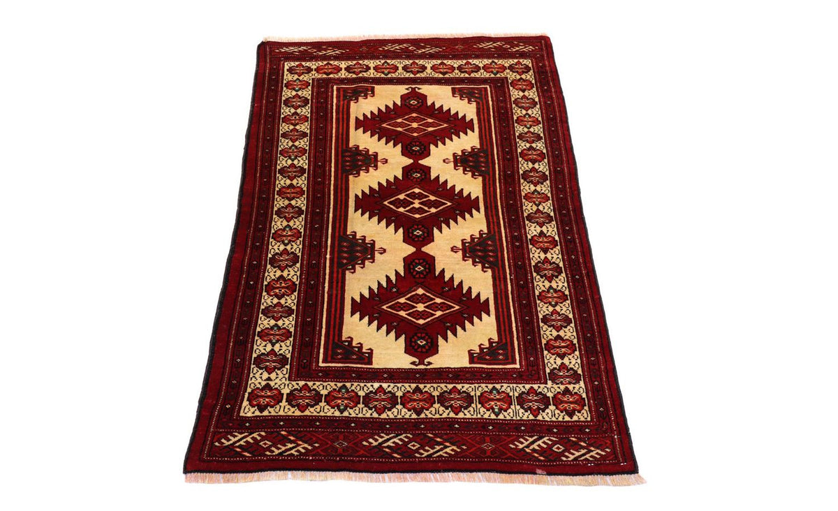 Alfombra afgana - 127 x 89 cm - rojo oscuro