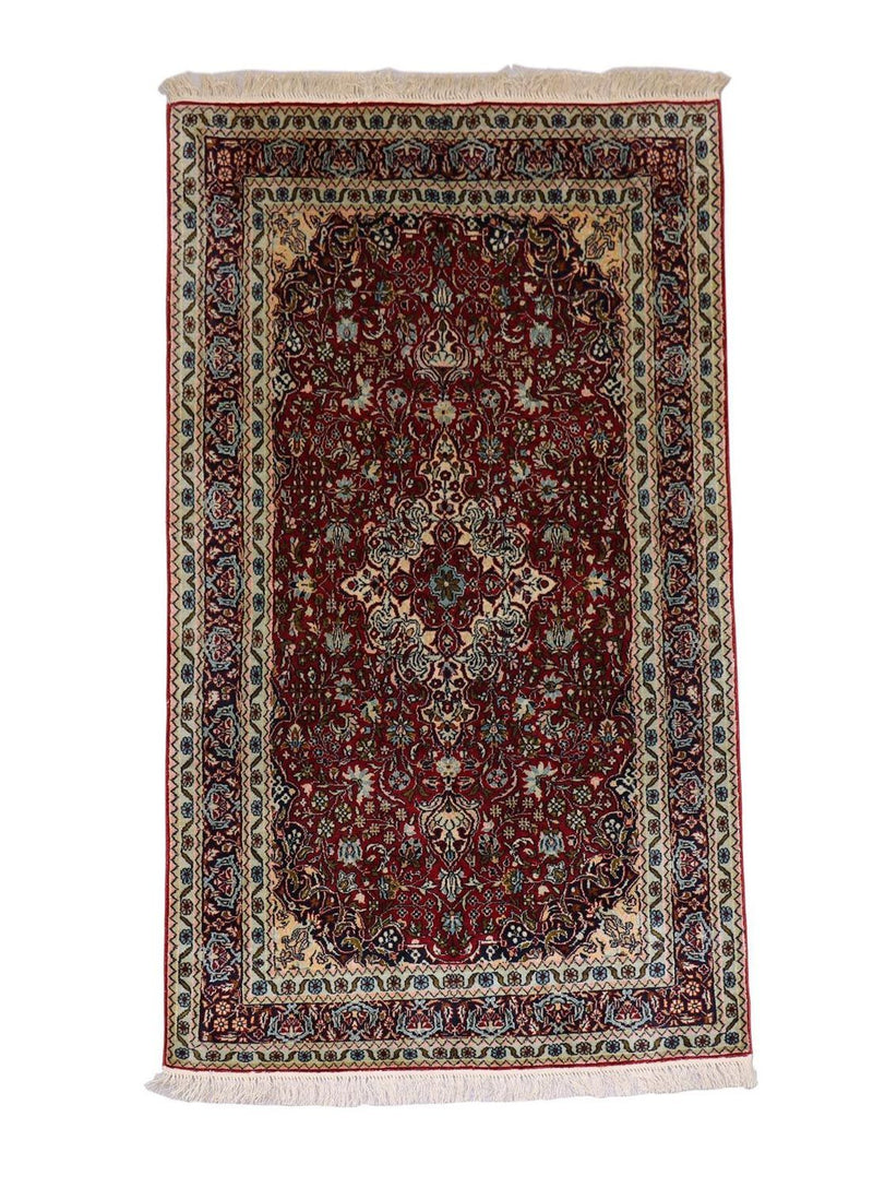 Alfombra de seda - Seda de Cachemira - 150 x 90 cm - rojo oscuro