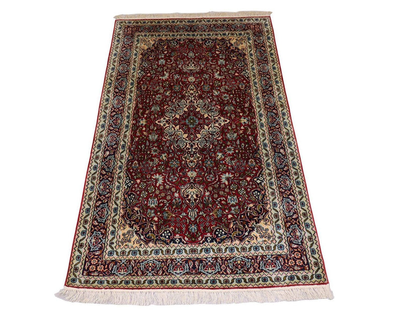 Alfombra de seda - Seda de Cachemira - 150 x 90 cm - rojo oscuro