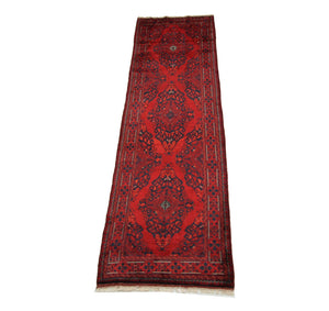 Alfombra de pasillo Alfombra afgana - 287 x 77 cm - rojo