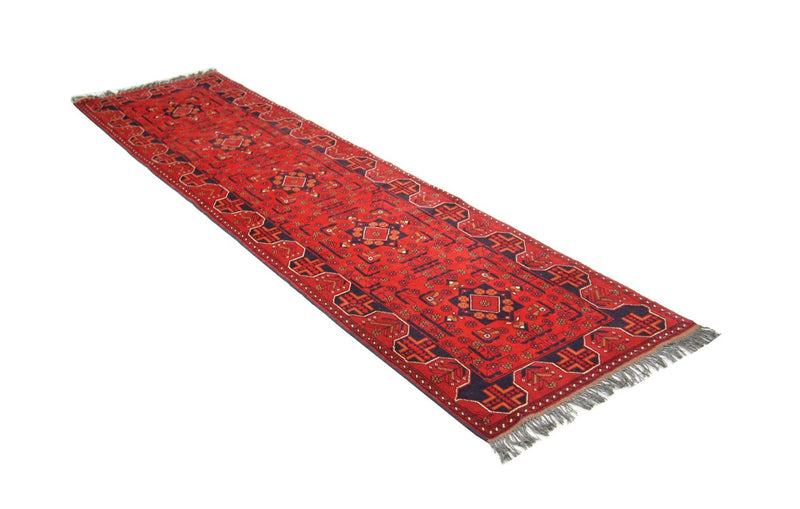 Alfombra de pasillo Alfombra afgana - Kunduz - 286 x 75 cm - rojo