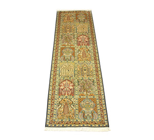 Alfombra de pasillo Alfombra de seda - Seda de Cachemira - 298 x 82 cm - multicolor