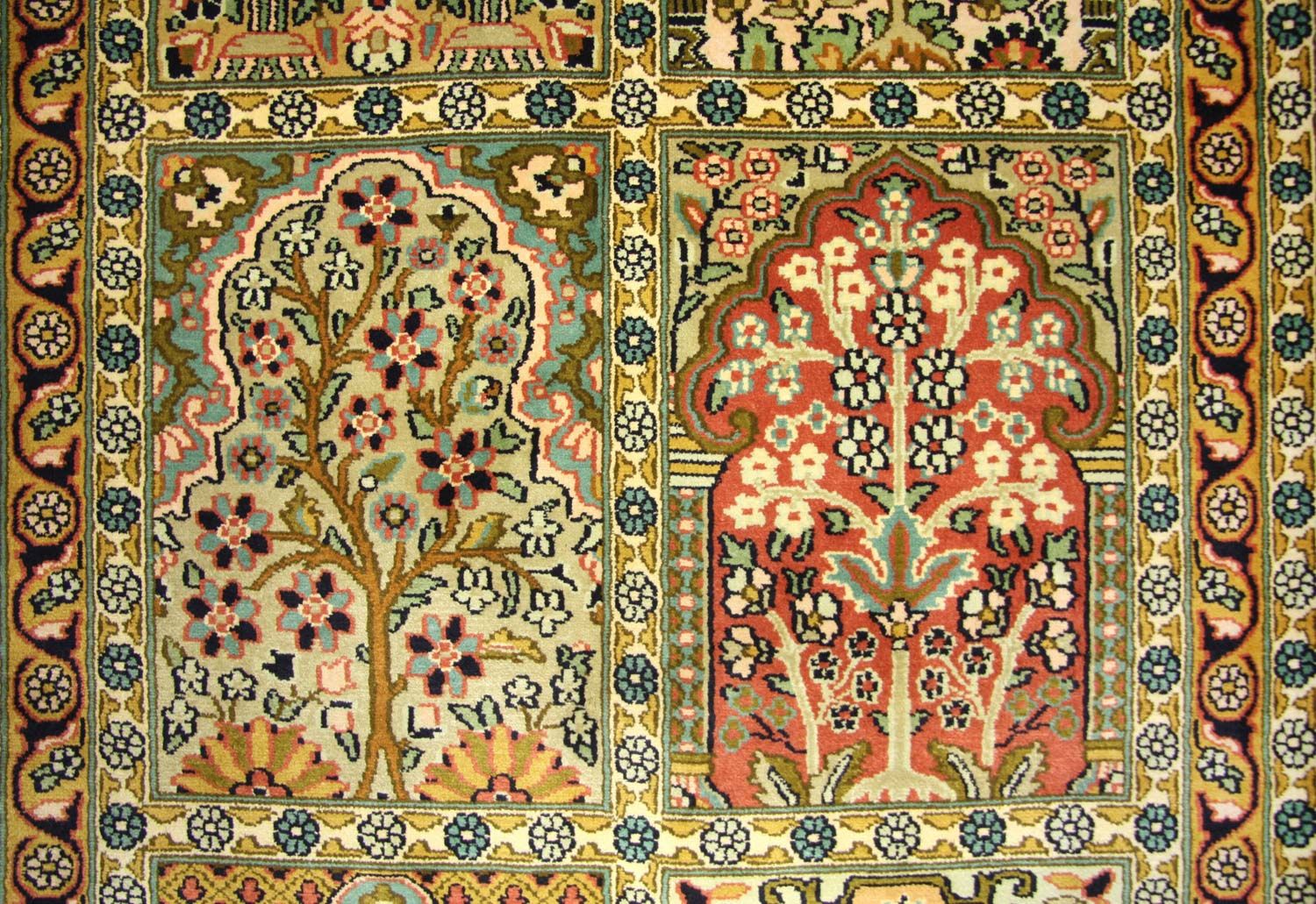 Alfombra de pasillo Alfombra de seda - Seda de Cachemira - 298 x 82 cm - multicolor
