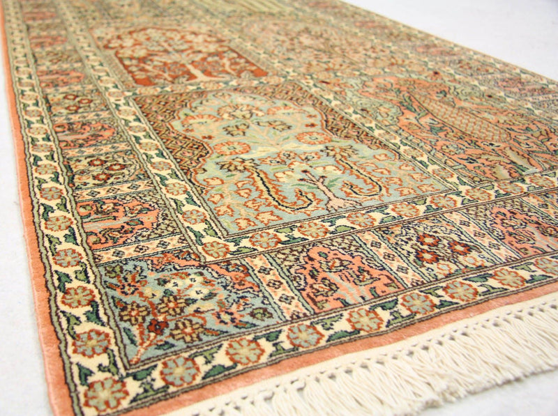 Alfombra de pasillo Alfombra de seda - Seda de Cachemira - 292 x 79 cm - marrón