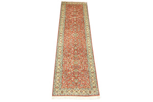 Alfombra de pasillo Alfombra de seda - Seda de Cachemira - 292 x 78 cm - naranja