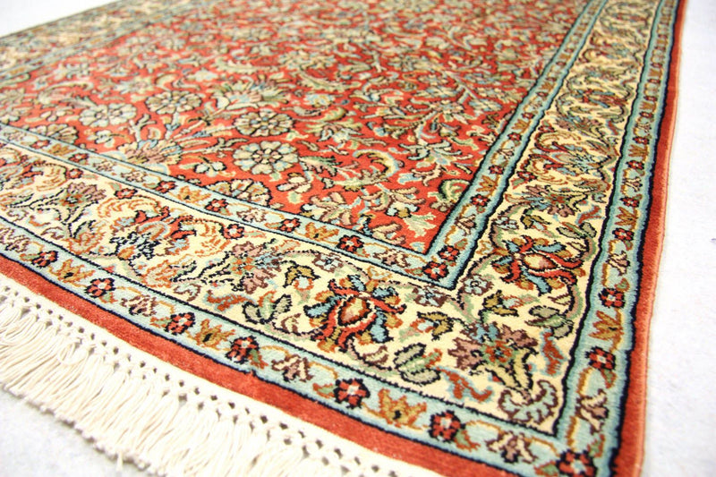 Alfombra de pasillo Alfombra de seda - Seda de Cachemira - 292 x 78 cm - naranja