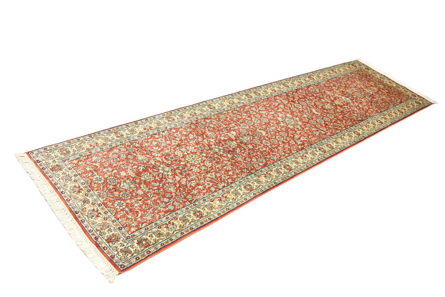 Alfombra de pasillo Alfombra de seda - Seda de Cachemira - 292 x 78 cm - naranja