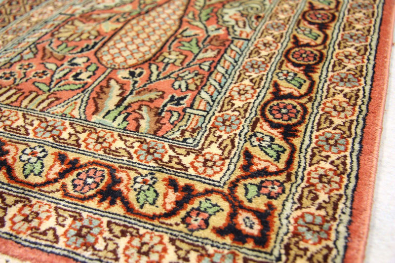 Alfombra de pasillo Alfombra de seda - Seda de Cachemira - 305 x 79 cm - marrón