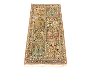 Alfombra de pasillo Alfombra de seda - Seda de Cachemira - 183 x 77 cm - marrón
