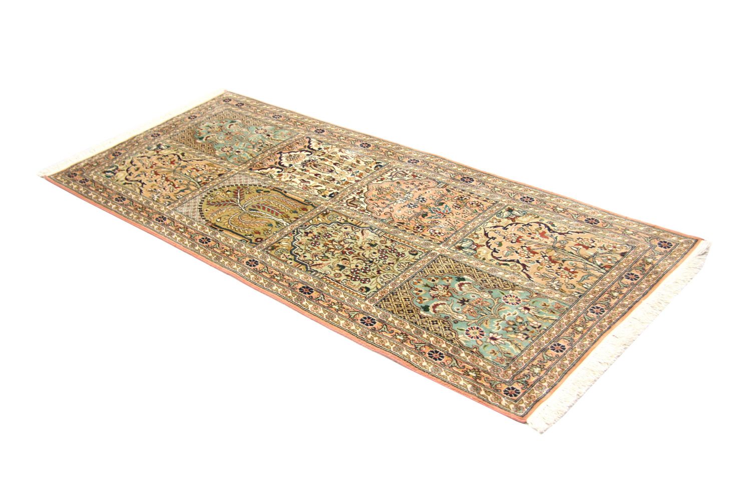 Alfombra de pasillo Alfombra de seda - Seda de Cachemira - 183 x 77 cm - marrón