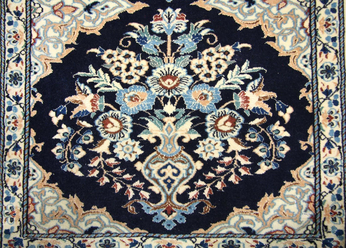 Alfombra persa - Nain - 75 x 50 cm - azul
