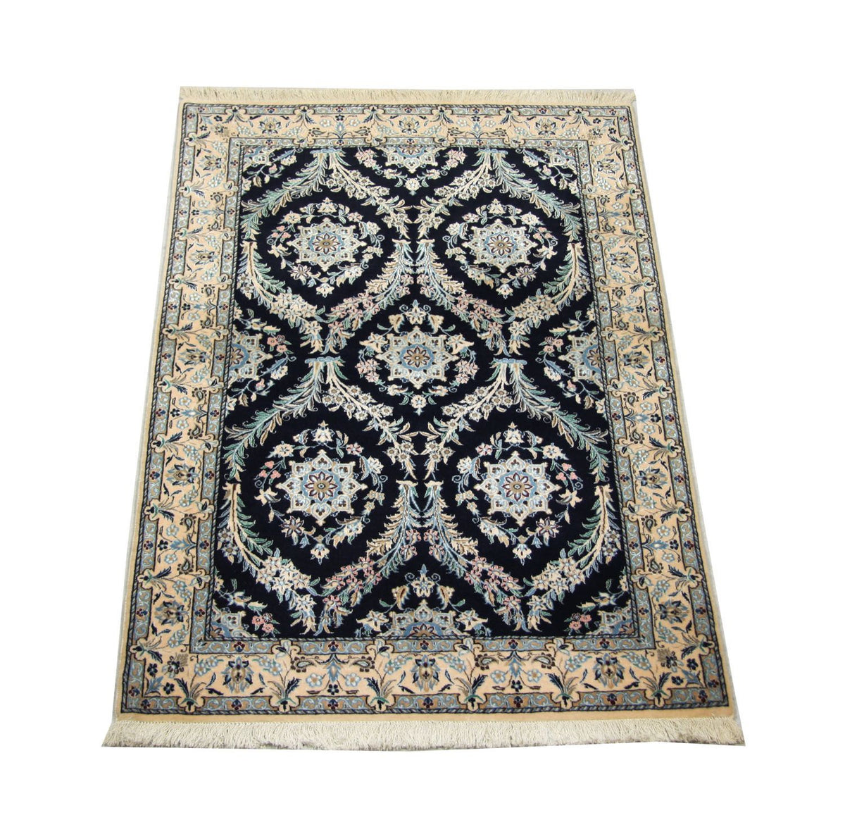 Alfombra persa - Nain - 145 x 96 cm - azul oscuro