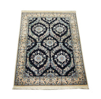 Alfombra persa - Nain - 145 x 96 cm - azul oscuro
