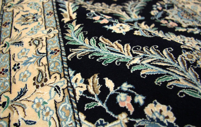 Alfombra persa - Nain - 145 x 96 cm - azul oscuro