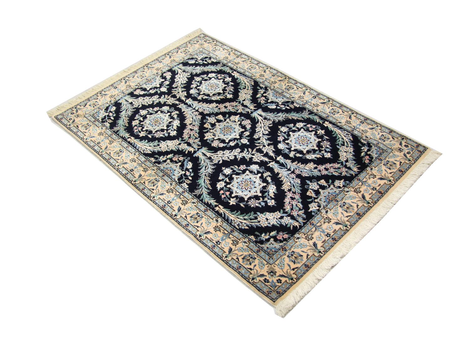 Alfombra persa - Nain - 145 x 96 cm - azul oscuro
