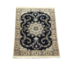 Alfombra Persa - Nain - Prima - 114 x 83 cm - azul oscuro