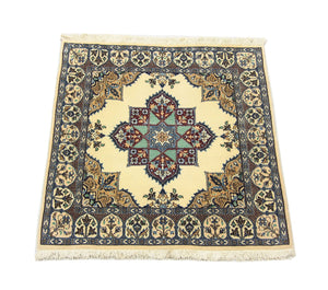 Alfombra persa - Nain cuadrado  - 105 x 97 cm - blanco natural